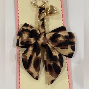 Brown Leopard Print Bow Keychain Bag Charm